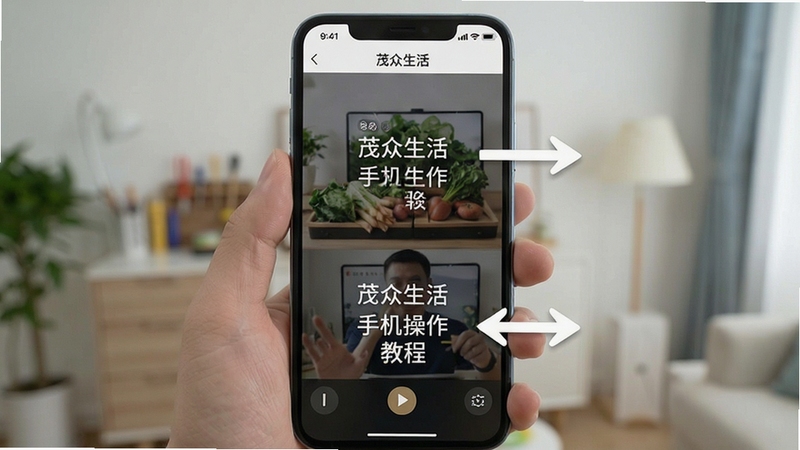 茂众生活 手机 操作 教程 截图 风格 简洁 步骤 指引 箭头 指示 清晰