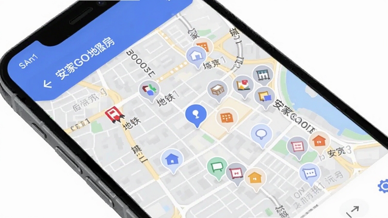 ����GO��ͼ�ҷ����棬�ֻ���Ļ��ʾ���е�ͼ�뷿Դ����㣬�ܱ߱�ע����վ���̳�ͼ�꣬����Ϊǳ��ɫ���н��������������������������ְ���GO��λ�÷�����ɫ
