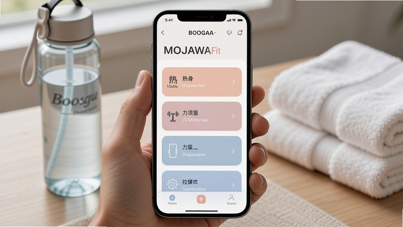 MOJAWAFit ���Ի�ѵ���ƻ�ҳ�棬�ֻ���Ļ��ʾһ��ѵ�������б������������������������ģ�飬������ɫ��ͣ��������˶�ˮ����ë����ͻ�����ܹ滮�У����� Boogu ģ������