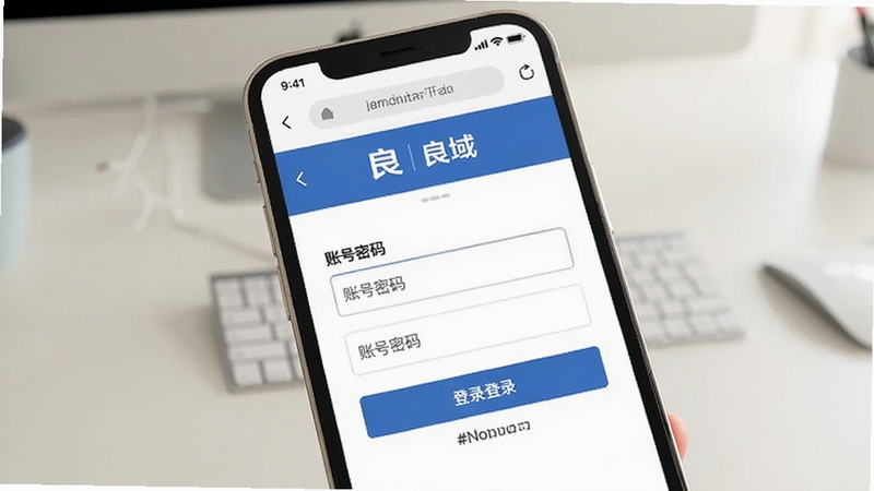 良域苹果手机网页版登录界面展示,手机浏览器中打开良域管理平台页面,页面包含账号密码输入框与登录按钮,背景为干净的浅色桌面,软件名称良域出现在页面顶部