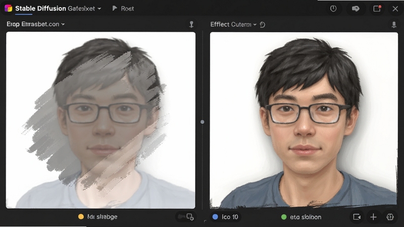 Stable Diffusion绘画图生图局部重绘操作界面,展示涂抹区域和重绘效果对比