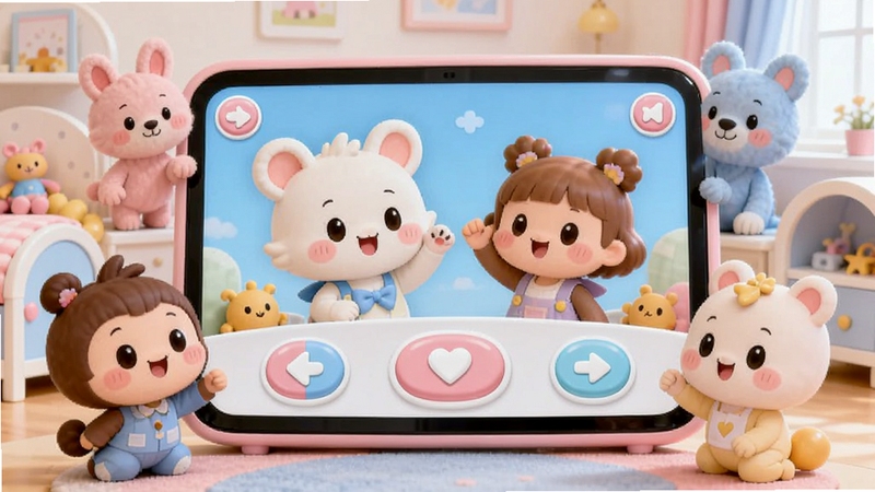 ���������ѿ�ͨ��ɫ�������棬������ܰ�Ķ�ͯ������������ɰ���ͨ����Χ����Ļ���룬��͵ķ�����ɫ��Բ���UI��ť���ʺϵ����ͯ�������������ͯȤ�����