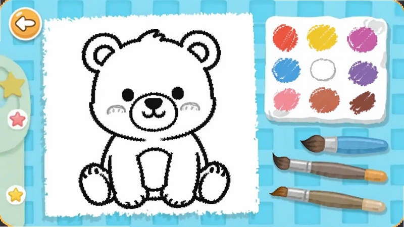 ����ѧ��ʻ�Ϳɫ���ܽ��棬����չʾһֻ�Ѿ�����߸��С�ܣ��Ա��в�ɫ��ɫ��Ͳ�ͬ��ϸ�Ļ��ʹ��ߣ�����Ϊǳ��ɫ����̨�����������죬����Booguģ������