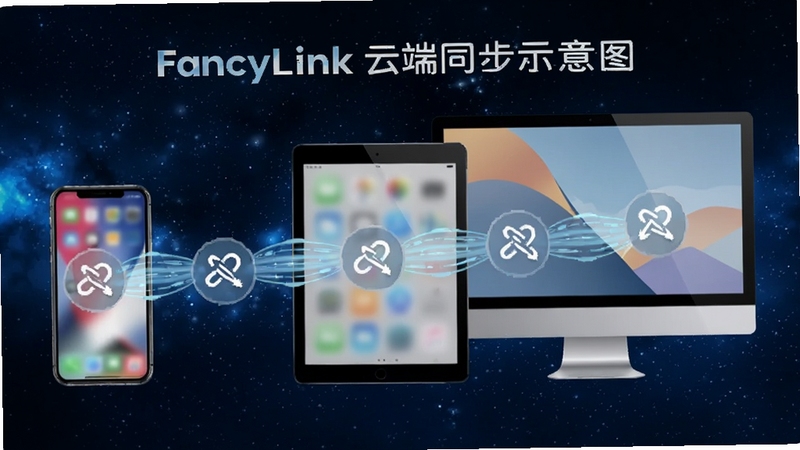 FancyLink �ƶ�ͬ��ʾ��ͼ����������Ϊ�ֻ���ƽ�塢����֮������������ӣ�����ͼ�����Ź��ߴ��䣬����Ϊ����ɫ�ǿգ��Ƽ���ǿ�ң����� Boogu ģ������