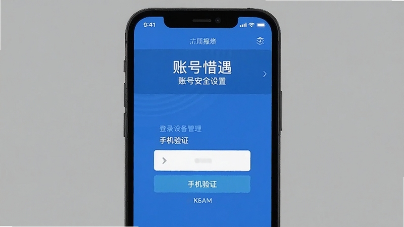 中年惜遇 账号安全设置页面 登录设备管理 手机验证界面 蓝色调 简洁设计 手机应用截图