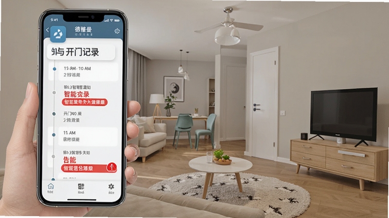 ��ʩ�����ܸ澯֪ͨ�뿪�ż�¼���棬�ֻ���ʾʱ�����¼�б��ͺ�ɫ�澯��ʾ���ӼҰ�ȫ����