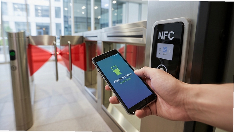 NFC���ſ��ٿ��ų���ͼ���û��ֳ��ֻ������Ž����������ֻ���Ļ��ʾ���ųɹ���ʾ������Ϊ�칫��¥բ��ͨ�������涯��������ͻ����Чͨ��