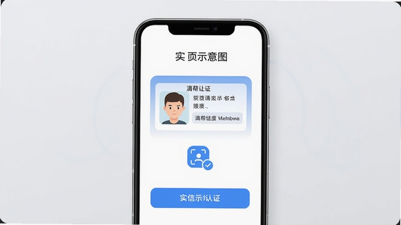 滴帮APP实名认证页面示意图,手机界面展示身份证上传区域和人脸识别图标,背景为柔和的浅灰色,突出安全与信任感