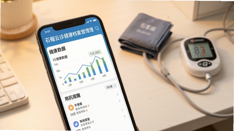 ʯ�����｡�������������棬�ֻ���Ļ��ʾ���˽�������ͼ������ҩ�����б�������Ϊ�����������Ѫѹ�ơ�Ѫ���ǵȼ���ҽ����е��ɫ�������ů������Booguģ������
