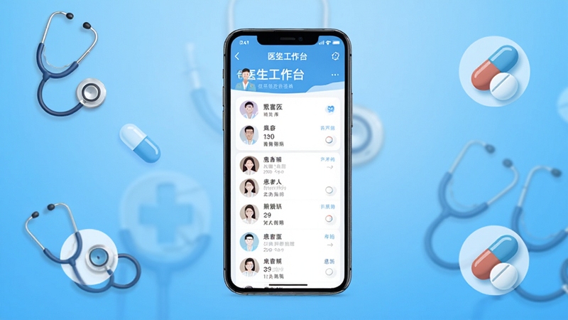 ʯ����ҽҽ����Ӧ�ý���ȫ��չʾ����������Ϊ�ֻ���Ļ����Ļ�ڳ���ҽ������̨�뻼���б�������Ϊ�ɾ���ҽ��������ɫ�������ܵ�׺��������ҩ��ͼ�꣬������רҵ��࣬����Booguģ�����ɡ�
