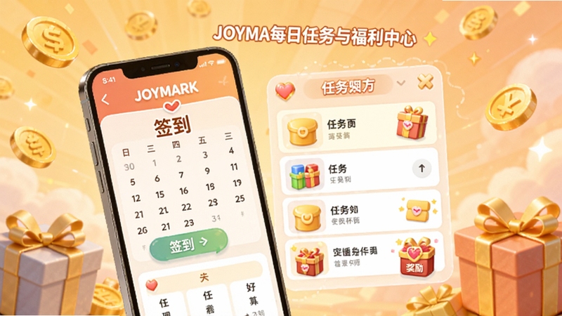 JOYMARKÿ�������븣�����Ľ���ͼ���������ֻ���Ļչʾǩ�������������б��뽱��ͼ�꣬�����н�Һ����װ��Ԫ�أ�ɫ����ů������Ӫ���������õĸ�����Χ