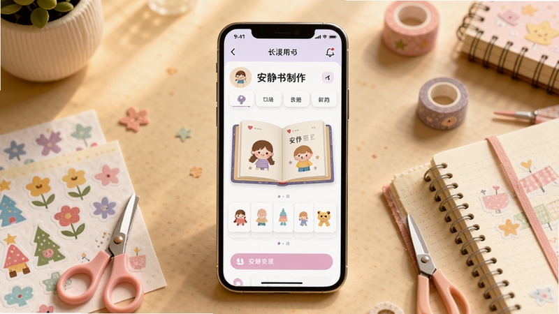 ����չʾ����������DIYӦ�õĽ���ȫò����������λ�������룬��������Ϊ��͵�ůɫ�����泡�����ֻ���Ļ����ʾ����������ҳ�棬��Χɢ���Ų�ɫ��ֽ��������������˱����ֹ�Ԫ�أ����������¿ɰ����ʺ���Ϊ�����������Ӿ�ͼ