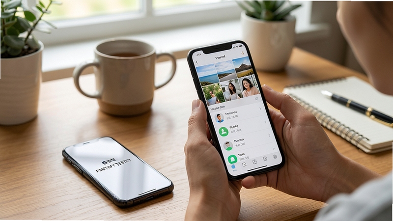 �¾��ֻ�һ��������ɺ����ݺ˶Գ������û��ֳ����ֻ��鿴������ϵ���б������ֻ�����һ����ʾ�ָ��������ý��棬����Ϊ�Ӽ����棬�����ܰдʵ