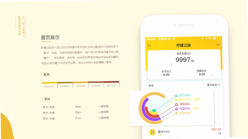 柠檬记账 预算提醒 功能界面