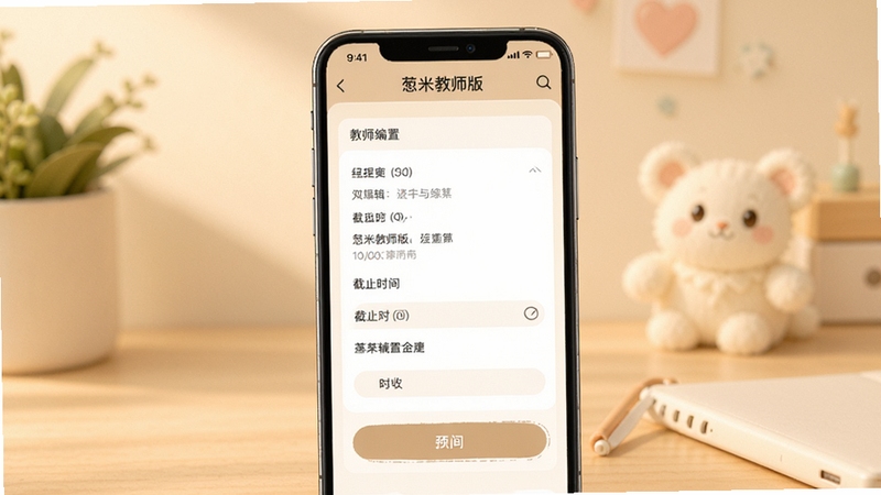 ���׽�ʦ����ҵ���ù��ܽ��棬��ʦ�༭��ҵ���ݲ����ý�ֹʱ�䣬���ůɫ�������ƶ���Ӧ��չʾ