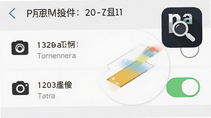 手机设置界面截图,显示应用权限管理页面,相机与存储权限开关处于开启状态,界面清晰,旁边有放大镜(万能)软件图标,突出权限设置操作指引