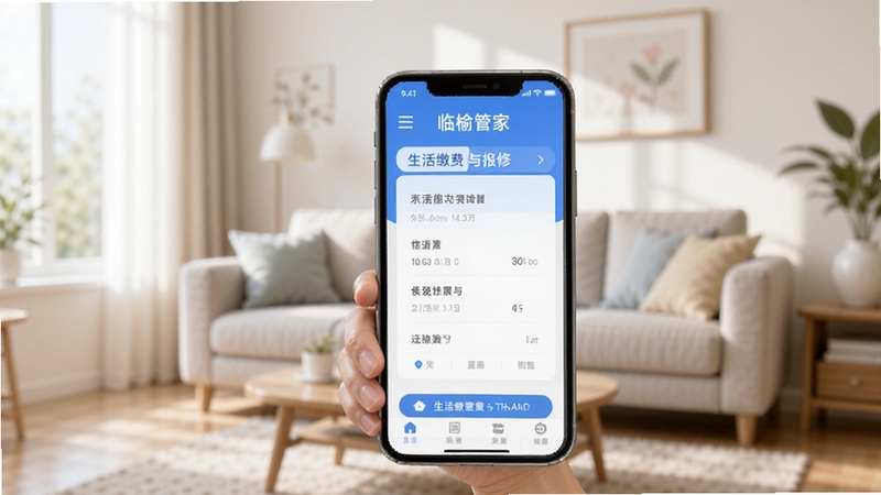 ���ܹܼ�APP��ҳ����ɷ��뱨�޹��ܽ���չʾ���ֻ���Ļ��д�������ɫ��UI���Ӽҿ��������黯�������������