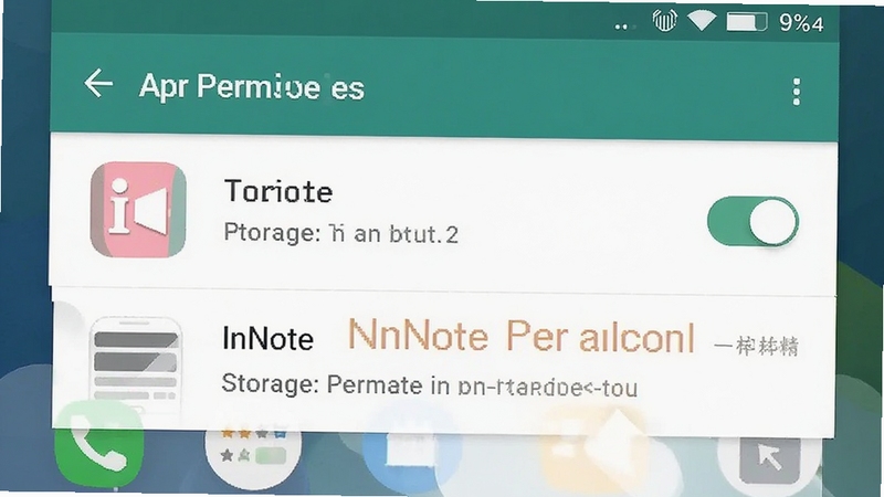 InNote���ֻ��ϵİ�װȨ�����ý���ʾ��ͼ������չʾ��׿ϵͳ����ҳ����Ӧ��Ȩ�޹����б���InNoteͼ������ʾ�洢Ȩ�޿��ش��ڿ���״̬������Ϊ�����ֻ����棬ͻ��Ȩ�����õĲ���ָ��