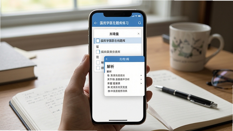 ����ѧ��ҽ���������ϰ���棬�ֻ���Ļ��ʾ���⿨���������������ڷűʼǱ���ǩ�ֱʣ�ѧϰ��ΧŨ��