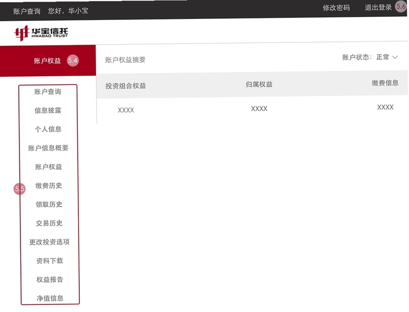 华宝信托 产品信息界面
