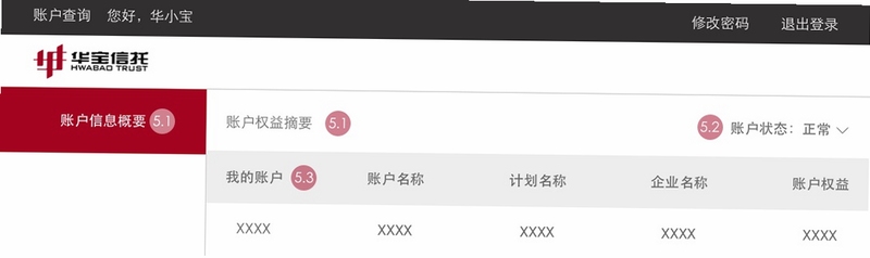 华宝信托 账户查询页面