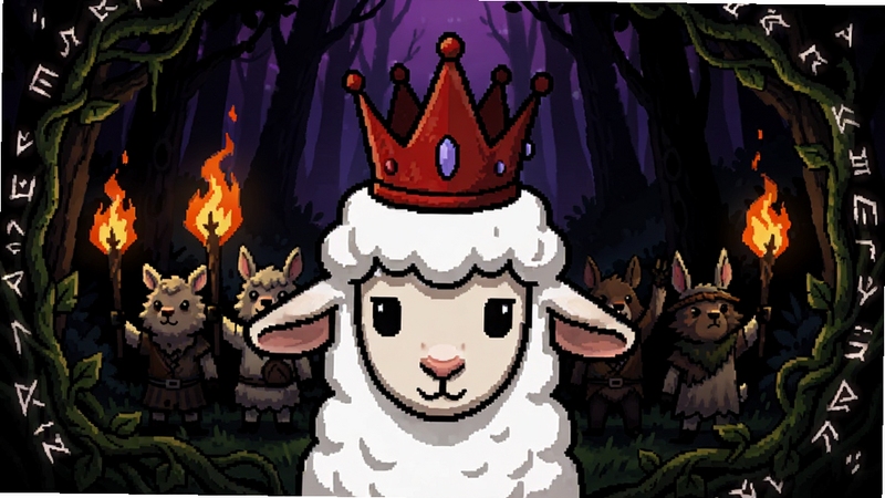 ������ʾ¼Cult of the Lamb��Ϸ���Ӿ���һֻ��ɫС��ͷ����ɫ����վ���İ�ɭ�����룬�����Ǿ��Ż�ѵĶ�����ͽ���������ܻ��������������ط��ģ����ڿ�ͨ��񣬸߶Աȶ�ɫ�ʣ���ͼ����������Ϊ����ɫ���䣬����Booguģ������