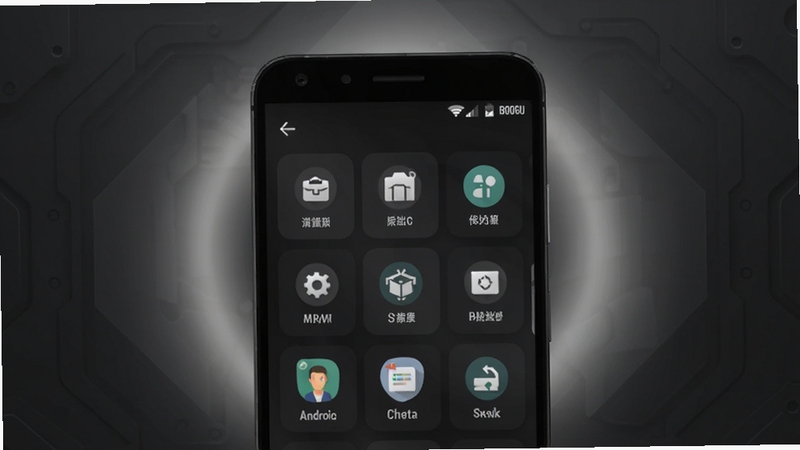 Black Android ����������ȫòչʾ����������Ϊ�ֻ���Ļ��д����Ļ�ڳ�����ɫ����Ĺ��������ͼ�����У�����Ϊ���ɫ����Ƽ��пռ䣬��������͹��ε�׺�����������ִ������� Boogu ģ������