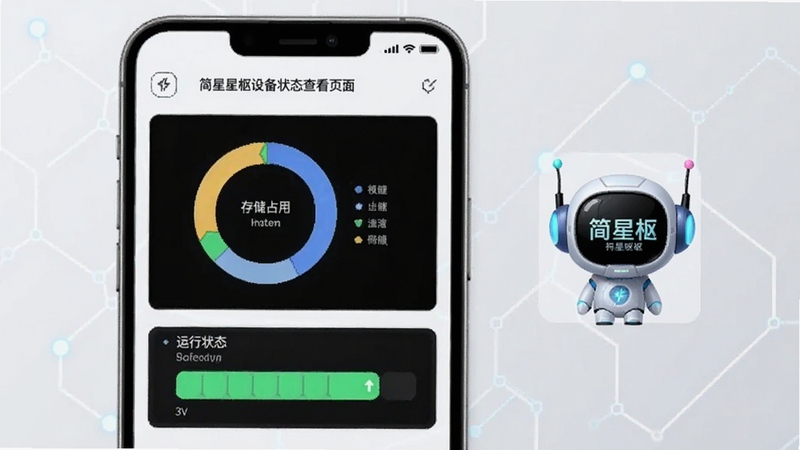 �������豸״̬�鿴ҳ�棬�ֻ���Ļ��ʾ�洢ռ�û���ͼ������״̬�����Ա߷��ü�����Сͼ�꣬����Ϊǳ�ҿƼ������񣬻���������