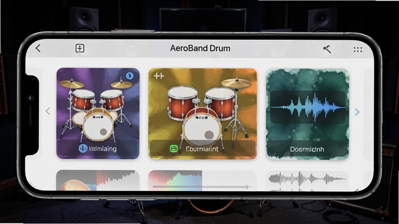 AeroBand Drum�������ɫѡ����棬�ֻ���Ļ���ֲ�ɫ���鿨Ƭ����ɫ����ͼ�꣬����Ϊ��ɫ���ֹ����ҷ�Χ��ͻ��������ɫ��ķḻ��