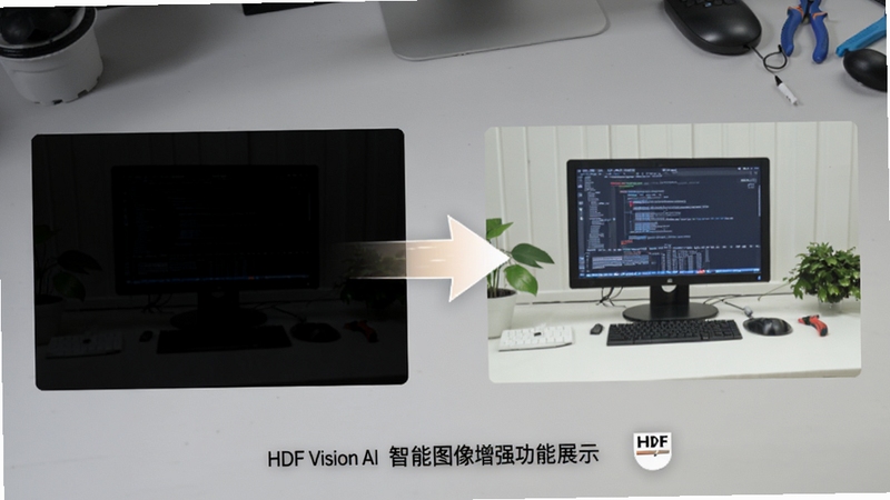 HDF Vision AI����ͼ����ǿ����չʾͼ���������Ϊԭʼ������Ƭ���Ҳ�Ϊ����AI��ǿ�������������Ƭ���м��Թ�Ч��ͷ���ӣ�����Ϊ����ǳ��ɫ����̨����