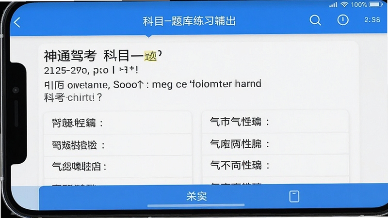 神通驾考科目一题库练习界面手机截图,展示题目与选项布局