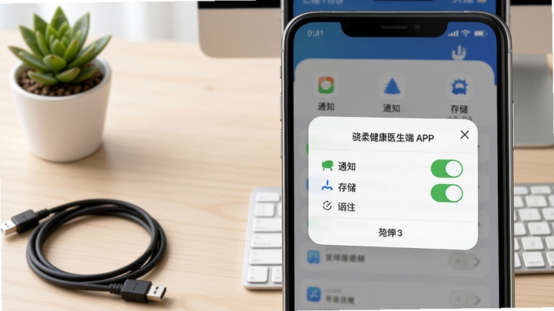 ���ὡ��ҽ����APP��װ��Ȩ������ʾ��ͼ����������Ϊ�ֻ���Ļ��ʾӦ��Ȩ�����赯����λ�ڻ�������ƫ�ң���������֪ͨ���洢��Ȩ�޿��أ�����Ϊǳɫ���滷�������ڷ���������С���ԣ����дʵ���������ڽ̳���ͼ