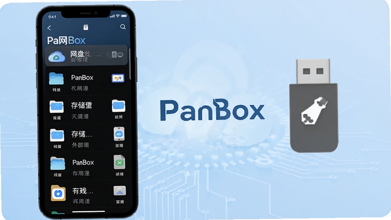 PanBox���̹������ⲿ�洢����ʾ��ͼ����������Ϊ�ֻ���Ļ��ʾ�ƶ��ļ��б������U��ͼ�겢�У�����Ϊ����ɫ�Ƽ��н��䣬����������PanBox���������ֶ�洢Դͳһ�����Ĳ�Ʒ�ص�