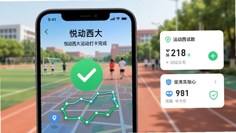 �ֻ�������д����Ļ������ʾ�ö������˶������ҳ�棬��ɫ�Թ����˶��켣��ͼ���ӣ�����ΪУ԰�ܵ��黯�����������Ҳ����˶����ݿ�Ƭ����������ˬ���죬�����ö������˶���¼����