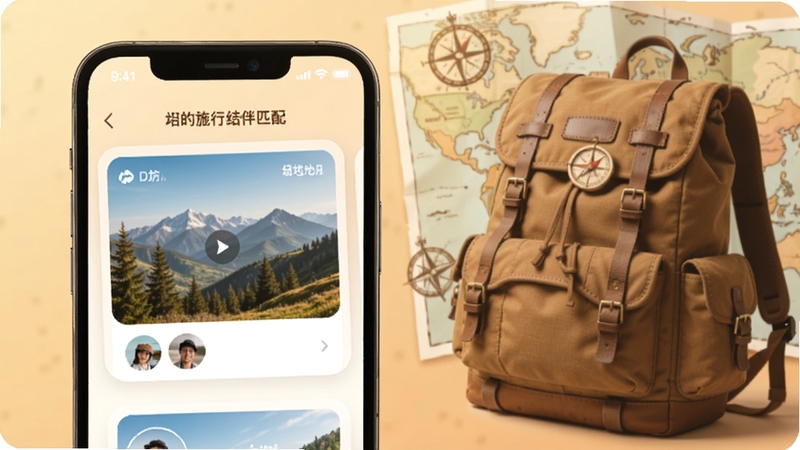 ��;���н��ƥ�书��չʾ���ֻ������г���Ŀ�ĵؿ�Ƭ������ͷ���б�������Ϊ���б������ͼԪ����ϣ�����ɫ����ů��ͣ����ֽ����г���