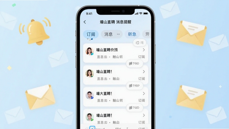 ��ɽֱƸ��Ϣ�������λ���Ľ��棬�ֻ���Ļ��ʾ֪ͨ�б��붩�ı�ǩ������Ϊ��ˬǳɫ��񣬱������������ŷ�ͼ���׺��������Ϣ��ʱ����