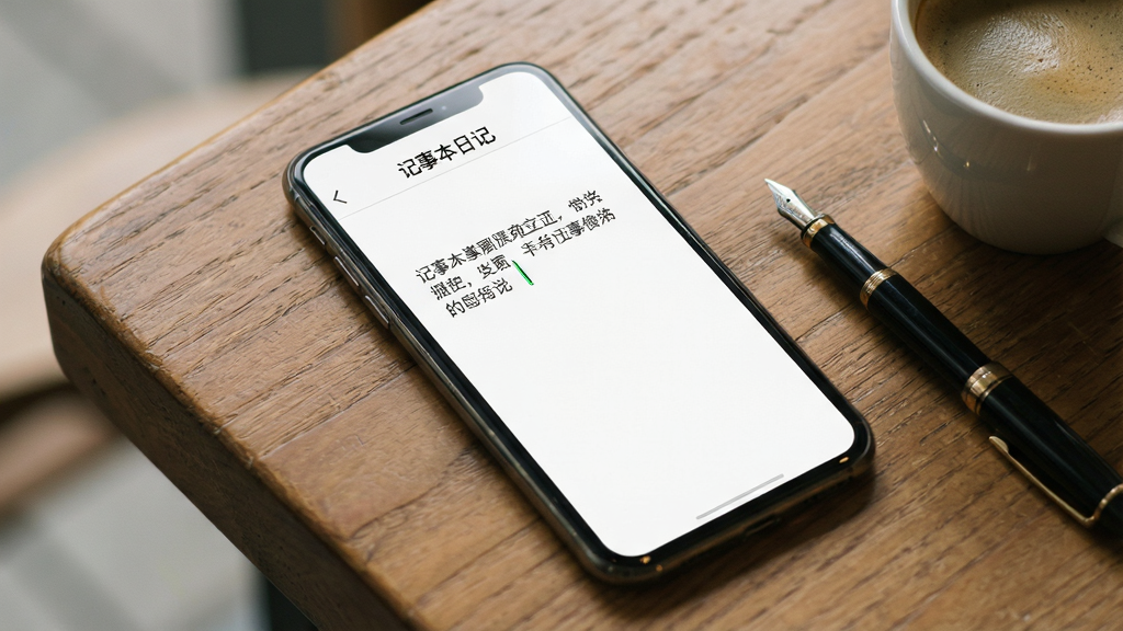 ����������һ���ֻ�ƽ����ľ�������ϣ���Ļ��ʾ���±��ռǵĴ�����д���棬�Ϸ�������д�š����±��ռǡ�����������������������������ֶ��䣬���ֲ��þ��жԳƹ�ͼ���Ű���ˬֻ�����������꣬���Ϊдʵ������Ӱ�磬ϸ�ڰ��������Է���һ֧�ֱʺ�һ�����ȡ��ֻ���Ե�������Ӱ����Ļ������Ȼ�����������ɾ����޶���Ԫ��