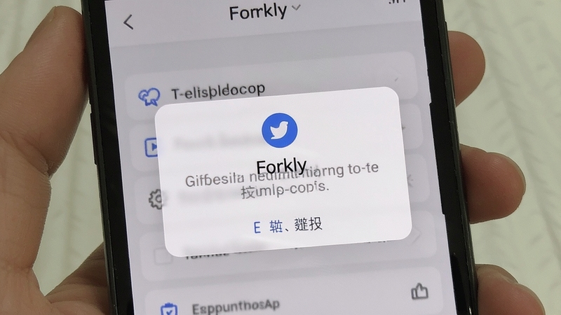 Forkly 移动端安装引导页面示意,手机屏幕显示权限授权弹窗,背景为浅色界面,图标清晰