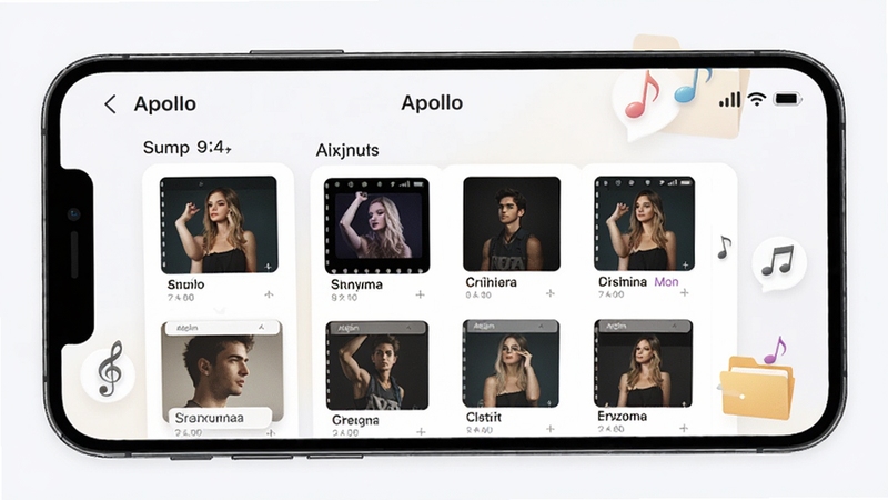 Apollo�������ܷ���������棬�ֻ���Ļչʾ��������ר������ĸ����б���������ÿ�Ƭʽ���֣�����Ϊǳ�Ұ�ɫ���������д��������鵵���ļ���ͼ�������ַ��ţ�ͻ�������������