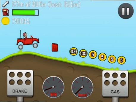 Hill Climb Racing vehicle upgrade menu interface