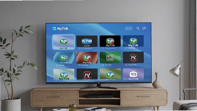 ���廭����һ̨���аڷŵ����ܵ���Ϊ���壬������Ļ��չʾMyTVBӦ�õ�Ƶ���б����棬��Ļ������͵�����ɫ��â����������Ϊ��Լ���ִ�����������ǳ��ɫǽ�����ľ�ʵ��ӹ�����ɫ����ů������������Ϊдʵ��Ⱦ��ϸ����������ͼƽ�ȣ�ͻ����������ȫò
