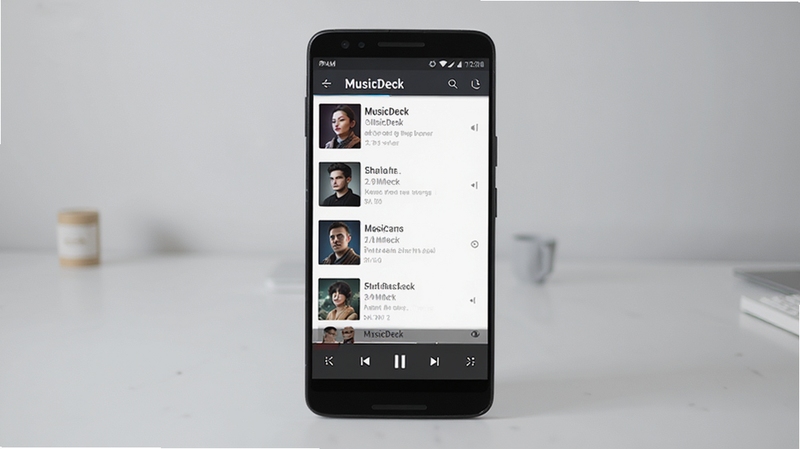 MusicDeck����������ȫòչʾ������������һ��������׿�ֻ����ֻ���Ļ����ʾMusicDeck���ֲ���������ҳ�����������б���ר������͵ײ����ſ�����������Ϊǳ��ɫ�������滷��������������ˬ��������ͣ�ϸ���������ʺ���������վչʾͼ