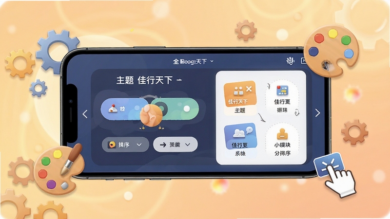 �������¸��Ի����ý���չʾ���ֻ���Ļ���������л��빦��ģ��������壬��Χ��׺���֡���ɫ������ק����ͼ�꣬����Ϊůɫ����͹��Σ������Χ�������죬����Booguģ������