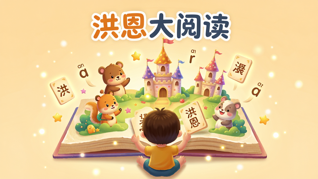��������Ϊһ���򿪵ķ���ͯ���飬��ҳ�����帡�ֳ���ͨ����Ǳ��뺺�ֿ�Ƭ��һλ��ͯ������ǰ΢Ц���ģ����ֲ������ĶԳƹ�ͼ���鱾ռ�ݻ������룬���ܻ�����͹�㣻�Ű����������ơ�������Ķ�����Բ���������ڻ����Ϸ������Ϊ��ܰ��ͯ�廭�磬ɫ��������ͣ�ϸ�ڰ�����ҳ������Ư����ƴ����ĸ������װ�Σ����ʸ��壬����ɾ��޶���Ԫ��