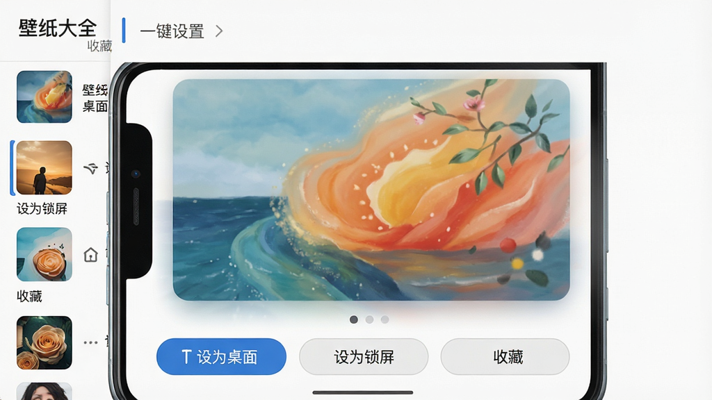 ����ֽ��ȫ��Ӧ���ղؼ���һ�����ù��ܽ��棬����Ϊ�ֻ���Ļ��ʾ��ֽԤ����ͼ�·����С���Ϊ���桱����Ϊ���������ղء���ť�����ּ��ֱ�ۣ�����ƽ����ƣ�ϸ�ڰ������ղ��б�����ͼ���������ʸ��壬�ɾ��޶���Ԫ��