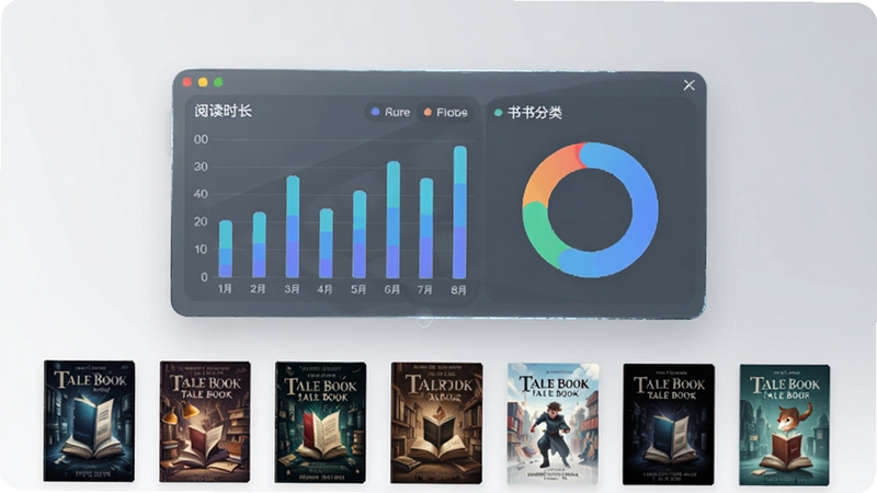 �������� Tale Book Ԥ��ͼ����������Ϊ�����İ�͸��������壬չʾ�Ķ�ʱ����״ͼ���鼮���໷��ͼ������·�����������ĵ�������棬����Ϊǳ�ҽ��䣬�Ƽ�������������