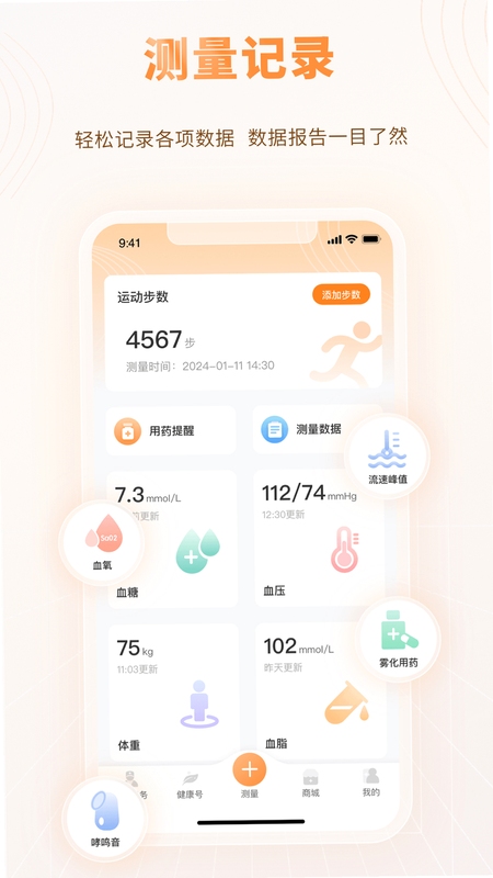 智众健康助手 血糖记录界面