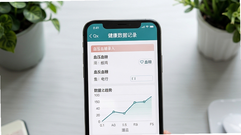 ���ڽ����������ݼ�¼ҳ�棬�ֻ���Ļ��дչʾѪѹѪ��¼���������������ͼ������������У�����Ϊǳ��ɫ��������ֲ��׺��������ͣ����ֽ����������ճ�����