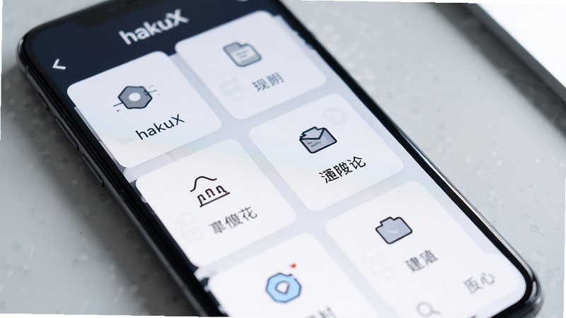 hakuX���ܽ�����дͼ���ֻ���Ļ�Ŵ�չʾ������ܿ�Ƭ�������У���Ƭ���м��ͼ�������ֱ�ǩ������Ϊǳ��ɫ���滷����������ͣ�ͻ�������������򣬲�Ʒչʾ���