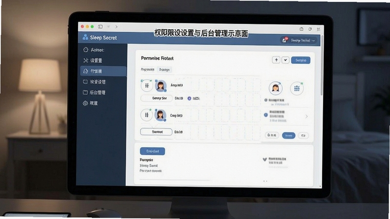 Sleep Secret 权限设置与后台管理界面示意图